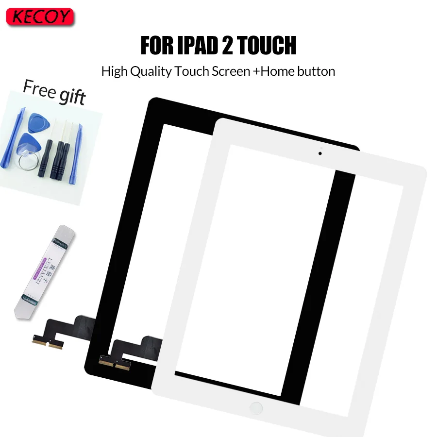 1Pcs For iPad 2 A1395 A1396 A1397 Display Touch screen Digitizer Panels Replacement Touchscreen Sensor Glass With Button + Tools