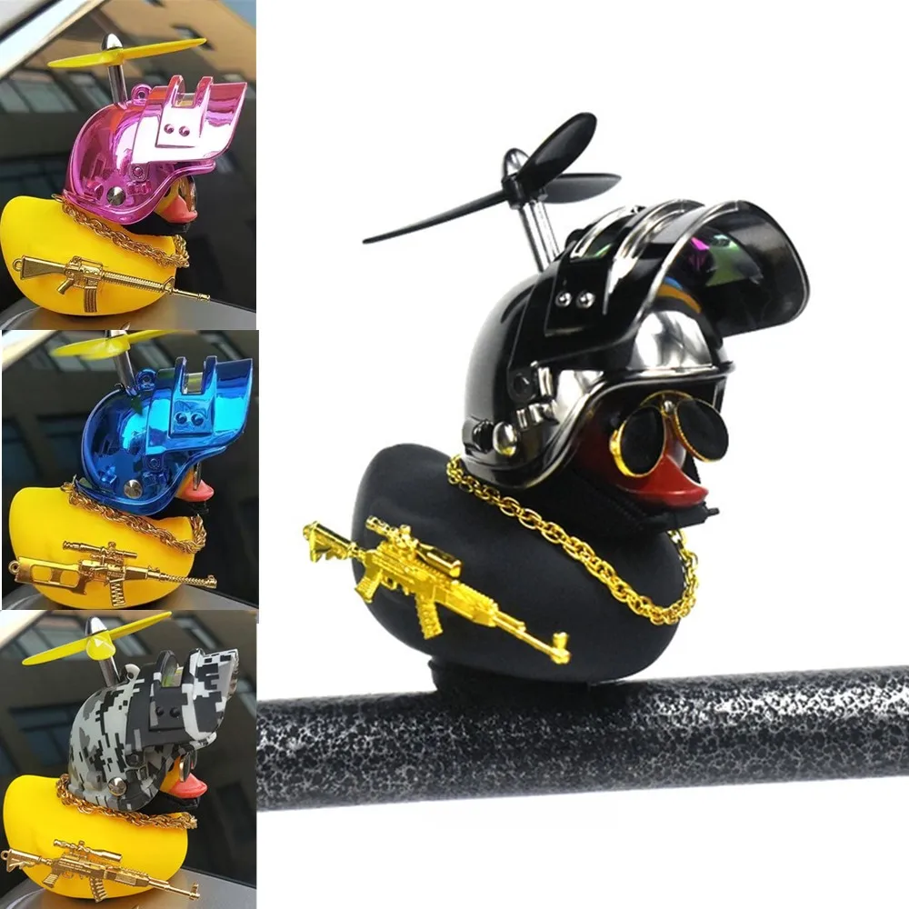 

Украшение интерьера автомобиля желтая утка с шлемом и сломанным ветром для мотора велосипеда без огня утка автомобильные аксессуары Орнамент