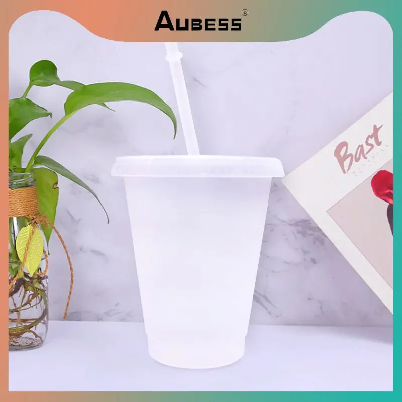 

700ml White Straw Cup Matte Plastic Tumbler Clear Straw Mugs With Lid With Straw Drinkware Coffee Mug Coffee Cups Reusable Cups
