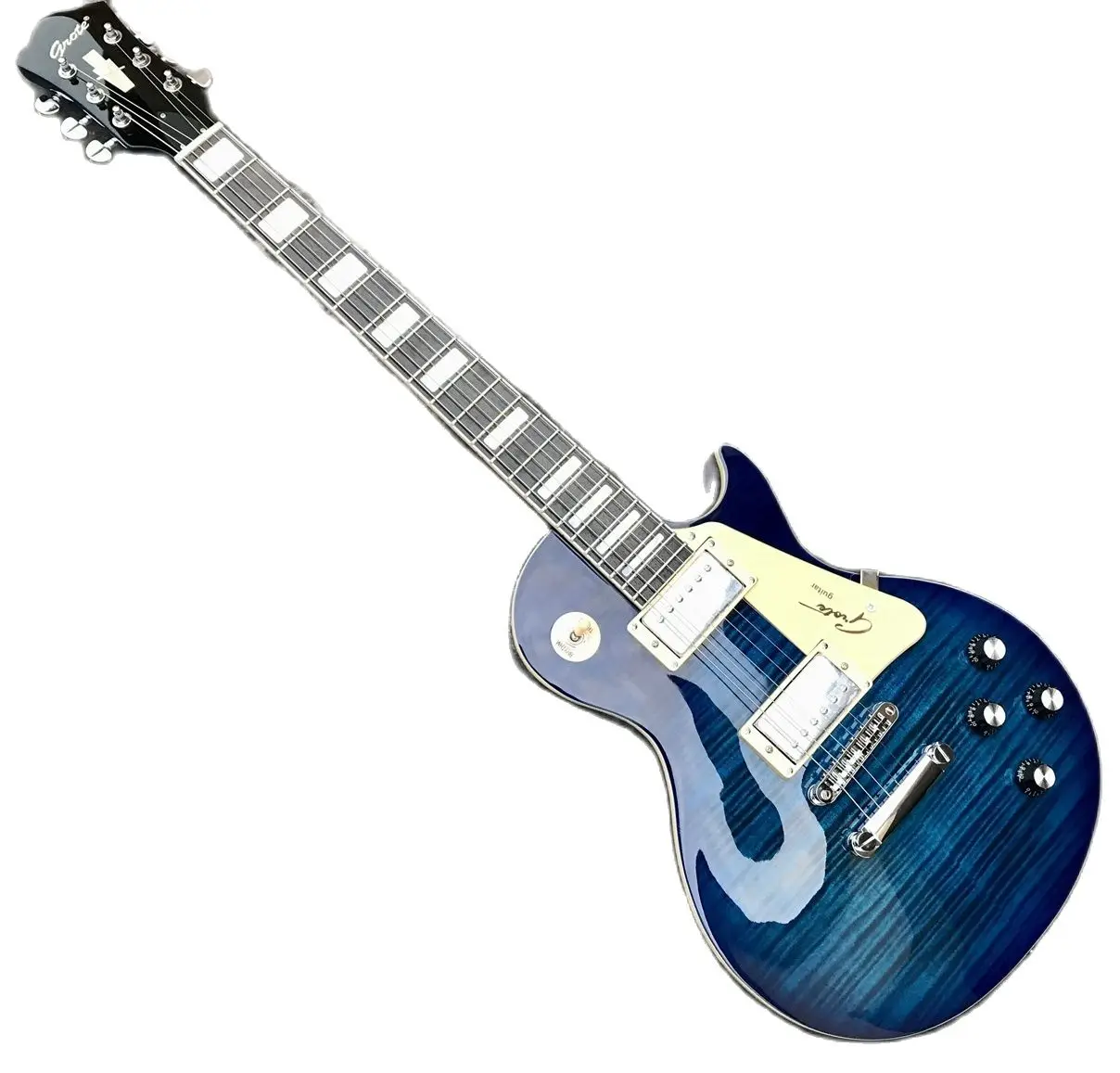Upgrade Blue Chibson Electric Guitar Flame Maple Top Body Alnico Humbucker pickups  Imported Hardware