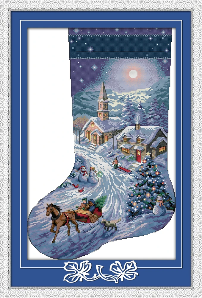 Christmas stocking (2) cross stitch kit DIY hand embroidery 