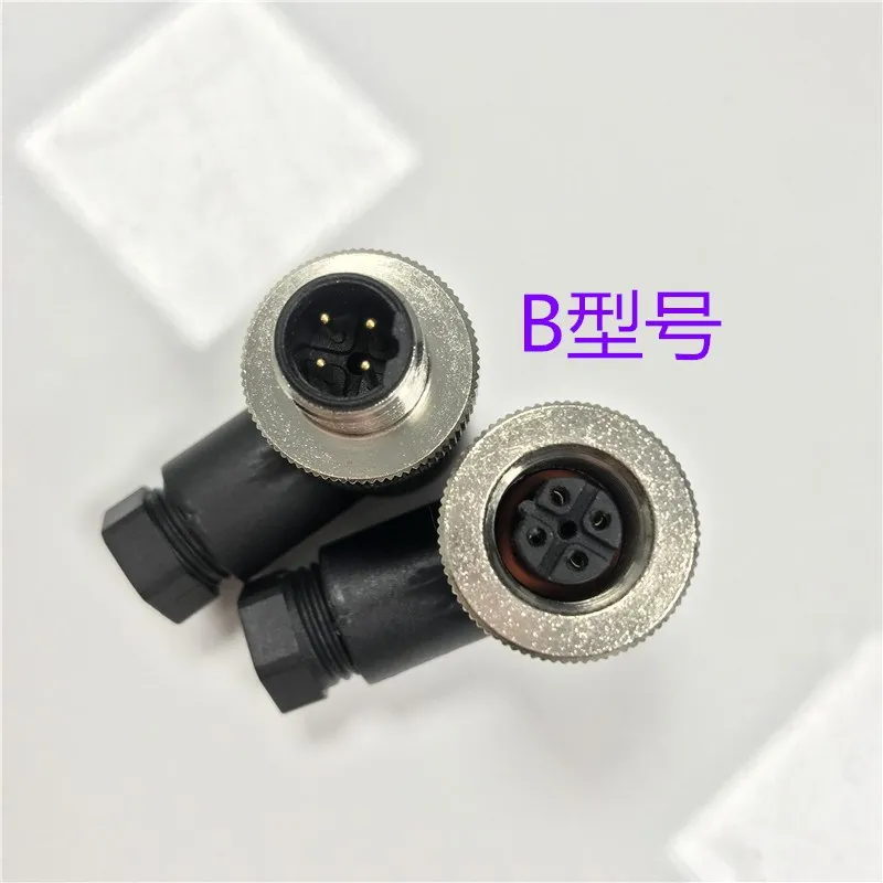 

100PCS M12 B type 4 pin with shielded Cable 2m Straight male Plug Screw Threaded
