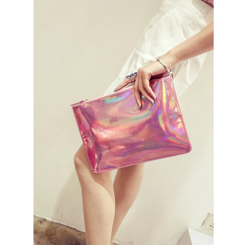 

Clearance! Reflective Women Clutch Handbags bolsa feminina Envelope Evening Party Dressed Club Hand Bag sac a main purse