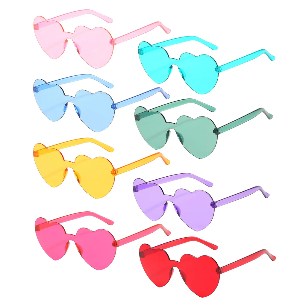 

Солнцезащитные очки в форме сердца, зеркальные очки без оправы, прозрачные женские забавные очки без оправы, конфетные, любовь