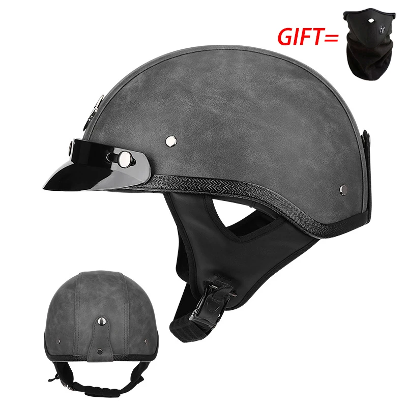 Classic Motorcycle Helmet Motorbike Retro Half Helmet Leather Casco De Moto Capacete Motorcross Enduro Motocross Helmet Casque enlarge