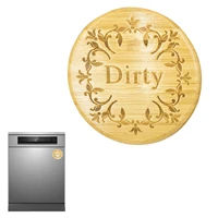 round design bamboo dishwasher magnet clean dirty magnet for dishwasher bamboo dishwasher clean and dirty magnets sign