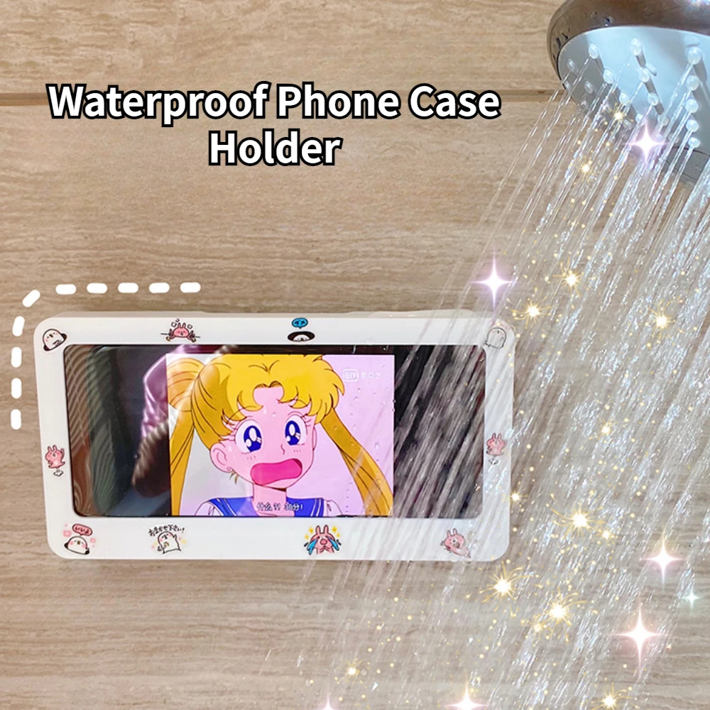 Waterproof Bathroom Phone Case Holder Bath Wall Hanging Toilet Storage Rack Bathroom Storage Organizer Kawaii Cute Home Decor