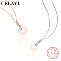 celayi necklace for women 2022 925 silver chains woman new white chalcedony zircon round necklace hypoallergenic retro jewelry