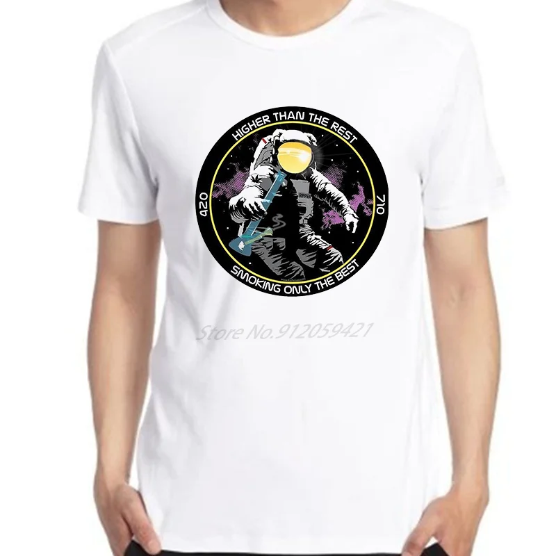 

Футболка мужская с коротким рукавом, забавная графическая ретро-футболка с рисунком высокой астронавта, зеленой конопли, Харадзюку, летняя ...
