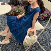 rinilucia girls dresses summer dresses kids sleeveless cute solid color o neck a line dress summer princess dresses for girls