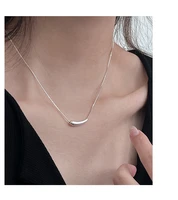 body 925 sterling silver simple niche irregular tube eggplant necklace female clavicle chain bright silver ins cold wind