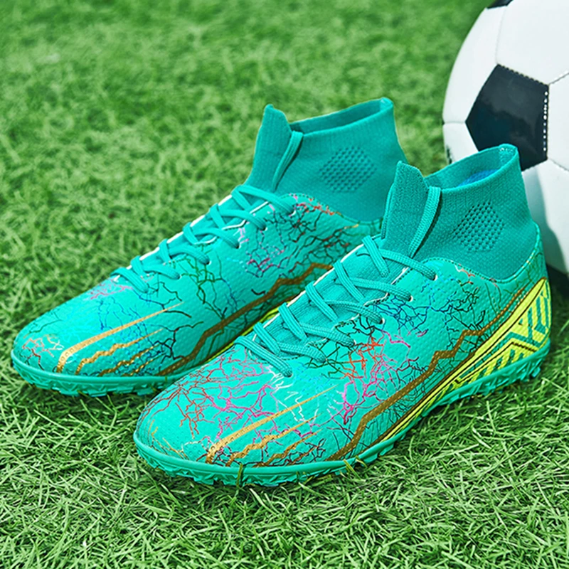 Teenagers Electroplated Sole Football Shoes Lightweight Anti-slip Male Soccer Boots Black and White Matching Style Cleats New In