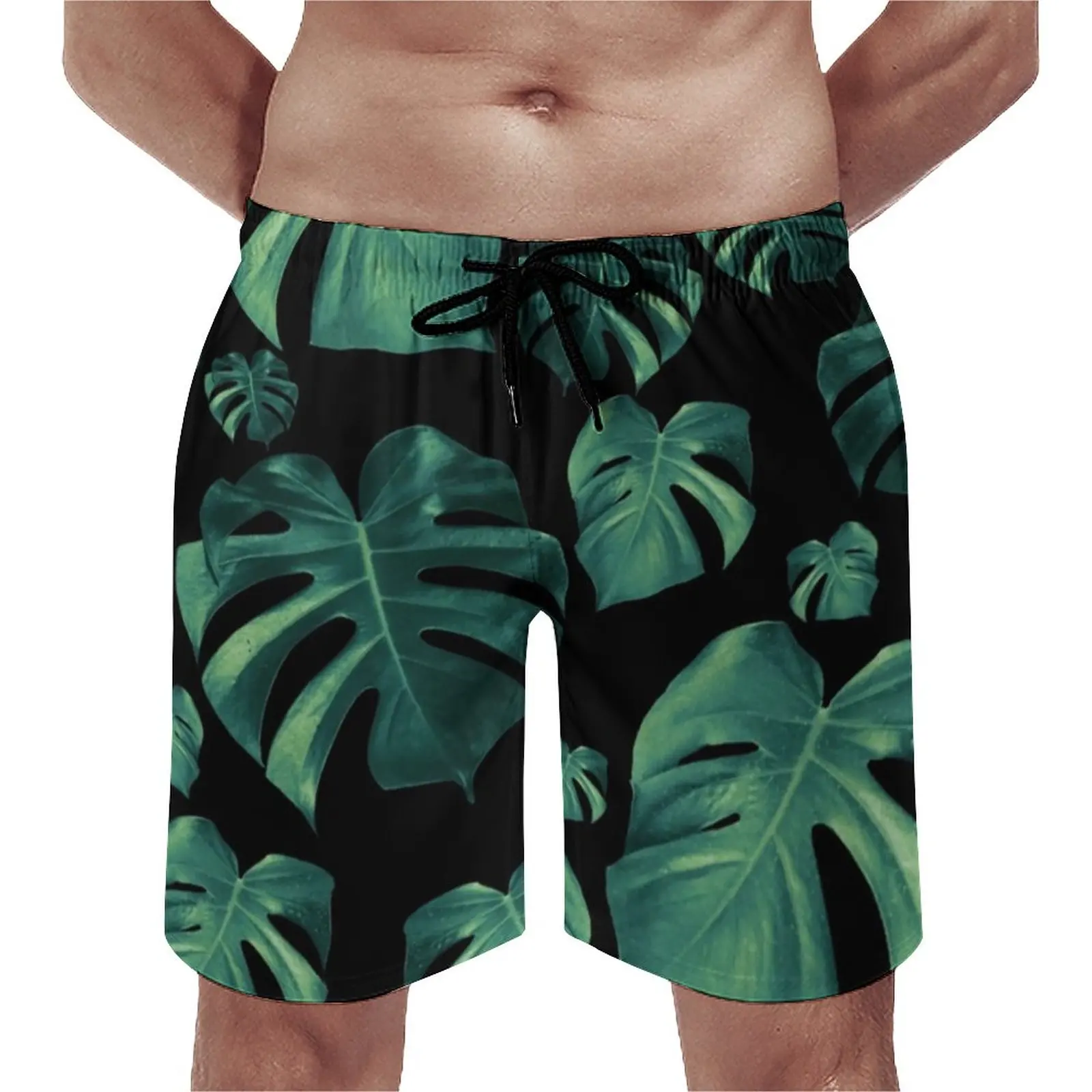 

Летние пляжные шорты тропические Monstera для бега и для серфинга зеленые листья пляжные шорты с рисунком повседневные быстросохнущие плавки большого размера