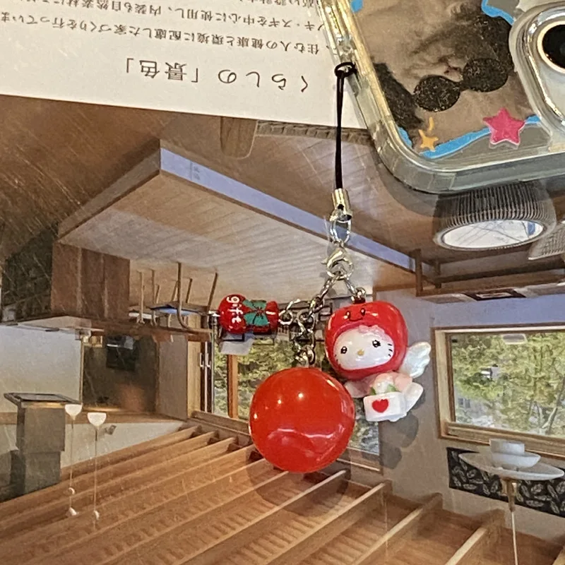 Sanrio Hello Kitty Рождественский Новый Год Фруктовый Брелок Креативный Помидор Рюкзак