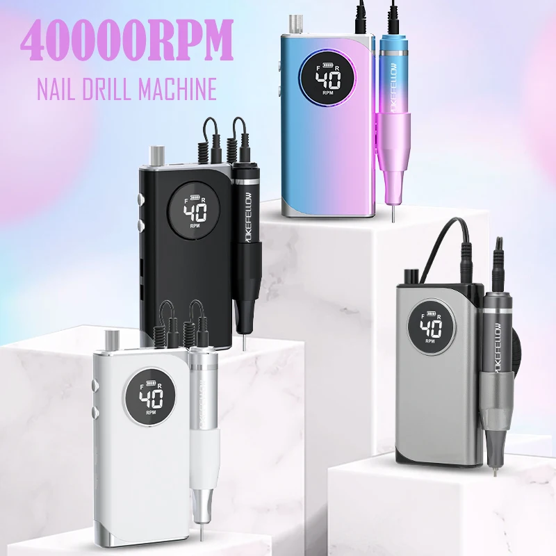 40000RPM Electric Nail Drill Manicure Machine  Milling for Cutter USB Rechargeable Nail Salon Polisher Equipment with HD Display