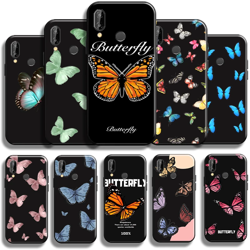 

Simplicity Pretty Butterfly Phone Case For Huawei P20 Pro P20 Lite Liquid Silicon Coque Carcasa Cases Full Protection Shell