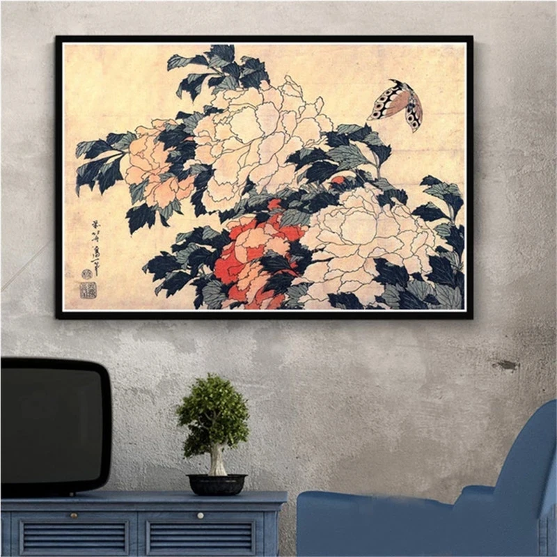 Фото Katsushika Hokusai японские укиё-э волнистые картины на холсте плакаты и принты настенные картины для гостиной украшение домашний декор №4