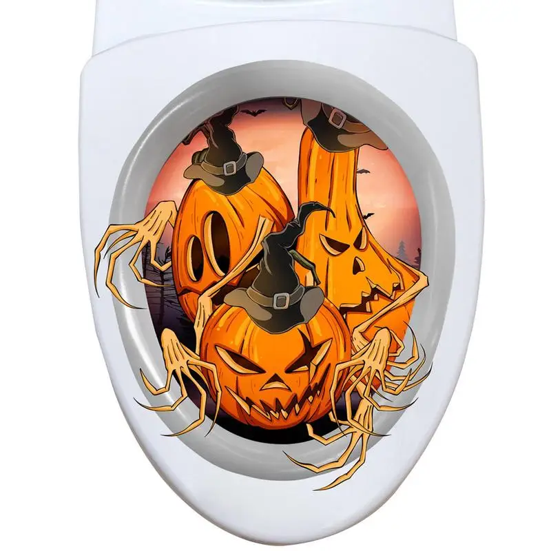 

Halloween Toilet Lid Decals Horror Pumpkin Wall Stickers Waterproof Horrible Scary Home Decor For Room Window Decor