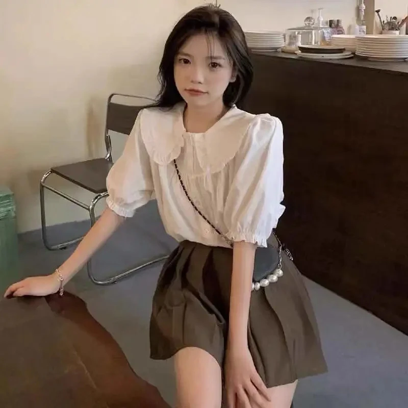 Женская летняя блузка с коротким рукавом свободного покроя