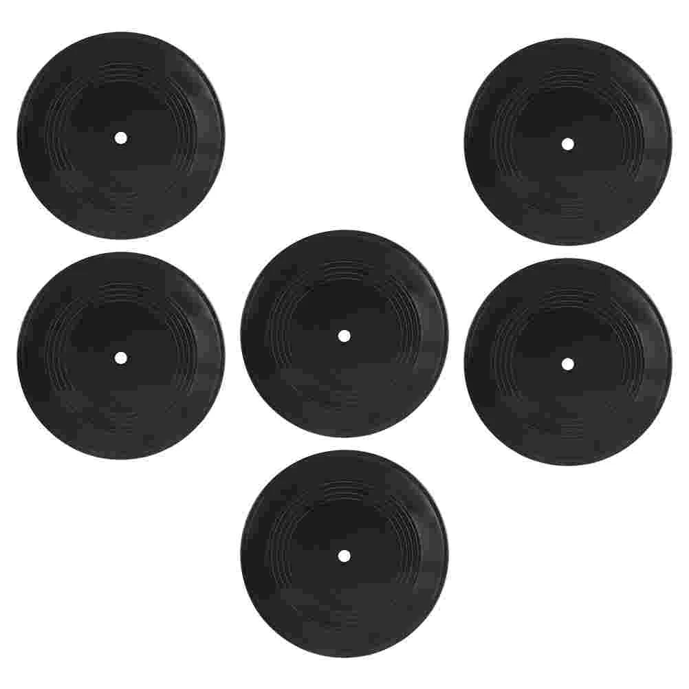 6 Pcs Vinyl Record Decoration Wall Ornaments Records CD Aesthetic French Country For Shop Black Office Household Pendant