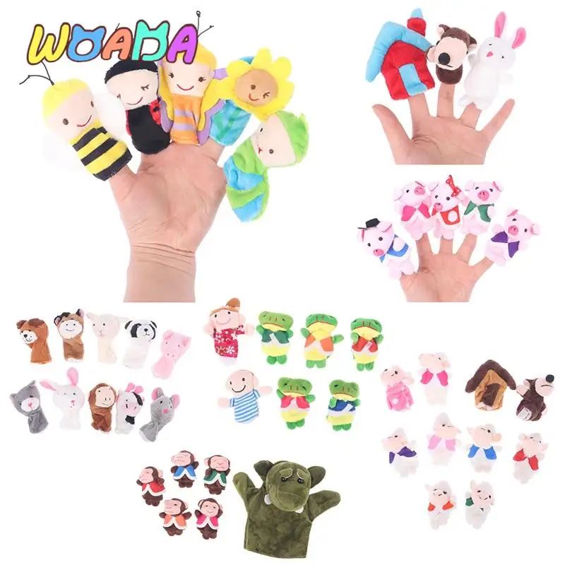 

1SetHand Puppet Plush Toy Animal Shape Finger Doll Cartoon Animal Finger Puppet Role Play Tell Story Cloth Wolf Rabbit Plush Toy