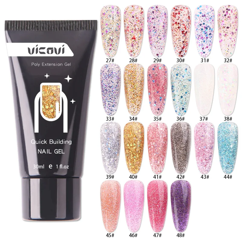 15ml Poly Nail Gel Glitter Building Nail Gel For Manicure Nail Art Design Luminous Polygels Extension Nail Gel For Nail images - 6