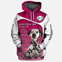 dalmatian when i saw you i fell in 3d printed hoodies unisex pullovers funny dog hoodie casual street tracksuit