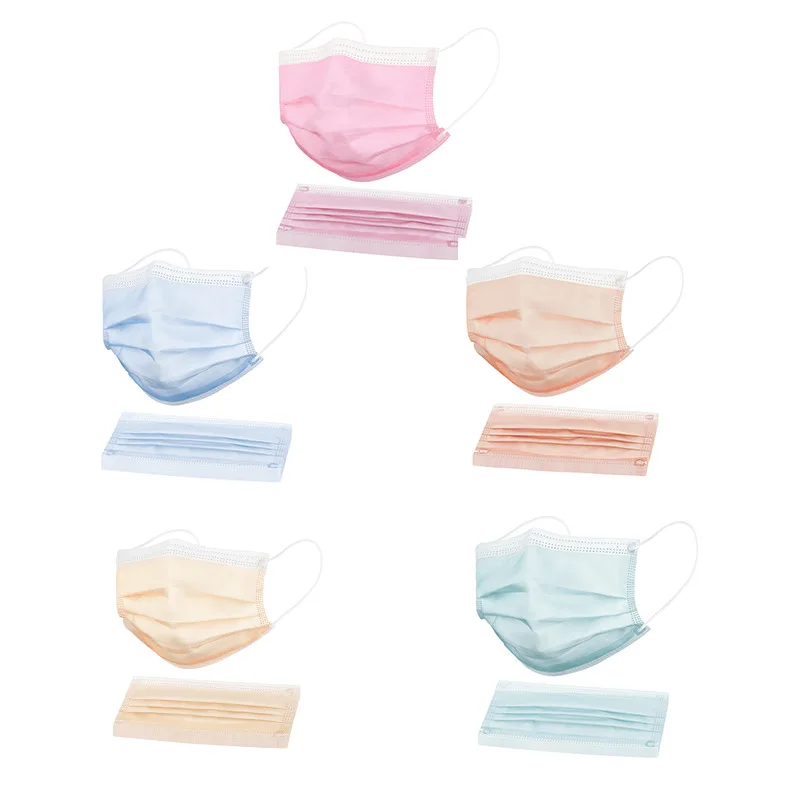 

Morandi Color Mask Combination Set 50pcs Four Layer Disposable Mesh Mask With Non-woven Fabric