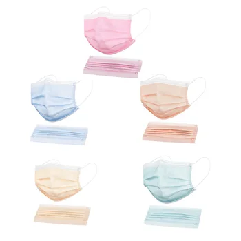 Morandi Color Mask Combination Set 50pcs Four Layer Disposable Mesh Mask With Non-woven Fabric