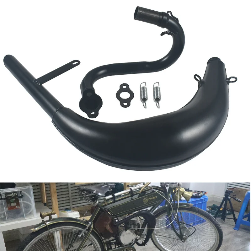 

Motorcycle Modified Parts Exhaust Muffler for 2 Stroke 49cc 50cc 80cc 100cc Bike Bicycle Scooter Gas Engine Curved Exhaust Pipe