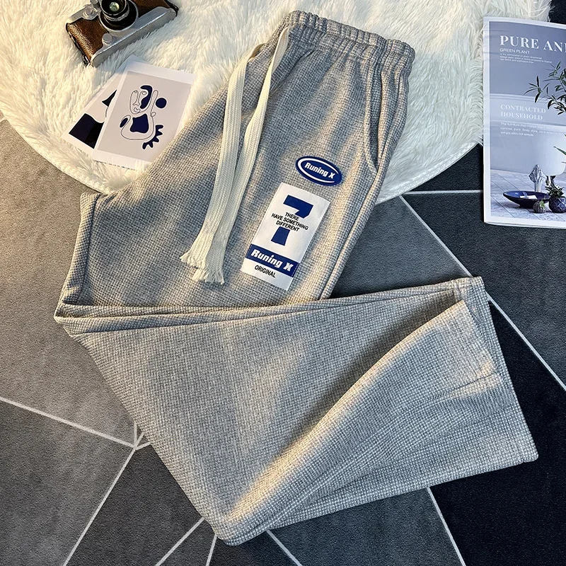 Новинка весна-лето 2023 штаны для бега с вафельным узором мужская мода брендовые