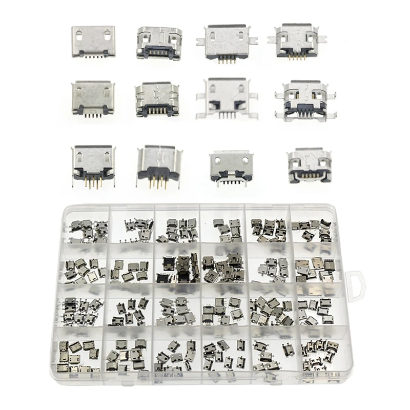 

240PCS 24 Models USB Connector Receptacle Jack Conector Boxed