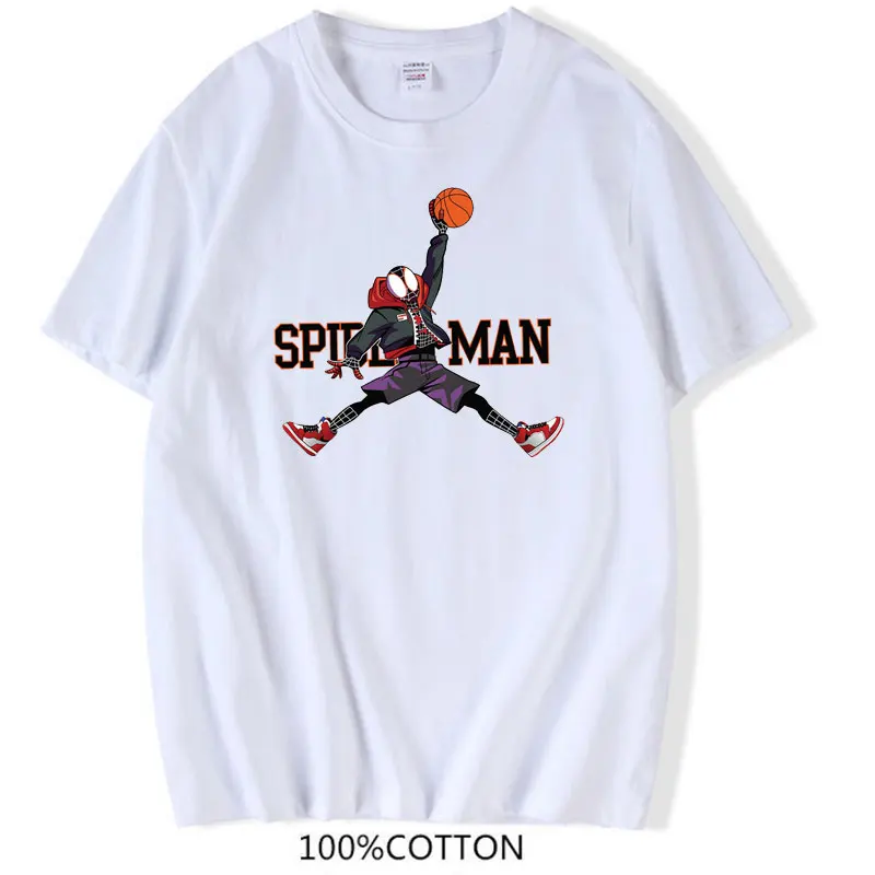 

Marvel 2021 Summer New Style T Shirt for Men Anime Spiderman Print T-shirt 100% Cotton Oversized Men's Short Sleeve T-shirt