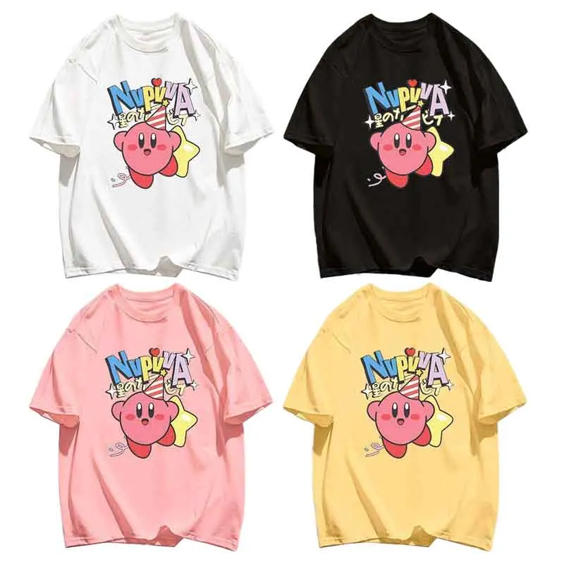 Anime Figure Cartoon Printing Star Kirby Clothing Children Half Sleeve Bottoming Shirt Cute Girls T-shirt Top Short Sleeve