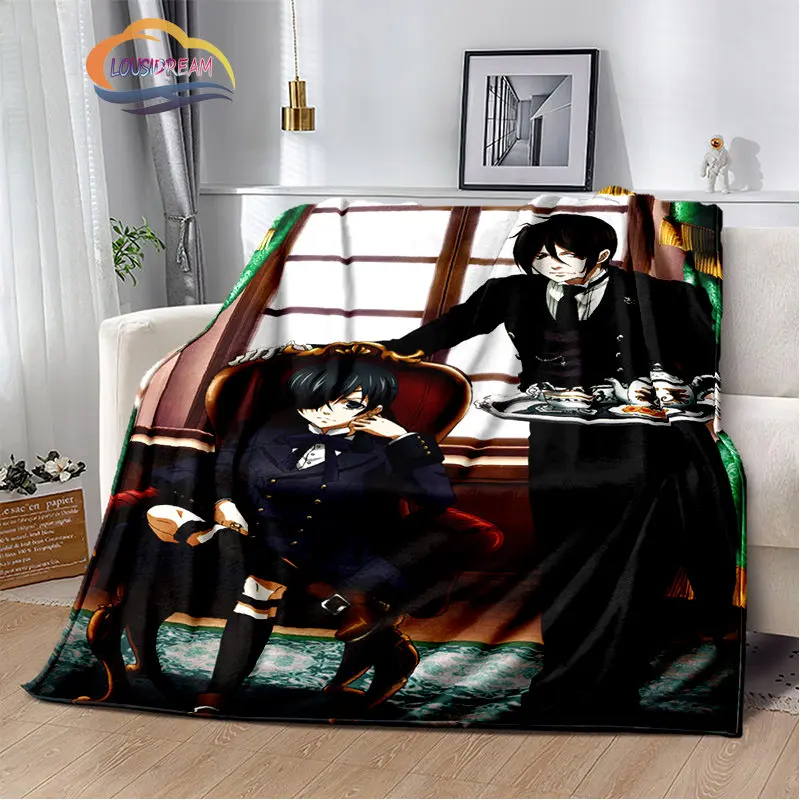 

Anime Series Black Butler Flannel Warm Blanket Bedroom Sofa Bed Four Seasons Soft Blankets Travel light comfortable Blanket