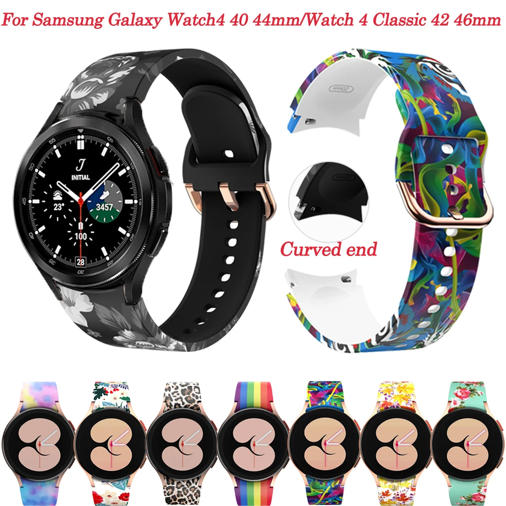 

Ремешок силиконовый для наручных часов Samsung Galaxy Watch 4 44 40 мм, браслет без зазоров с изогнутым концом, классический браслет для наручных часов ...