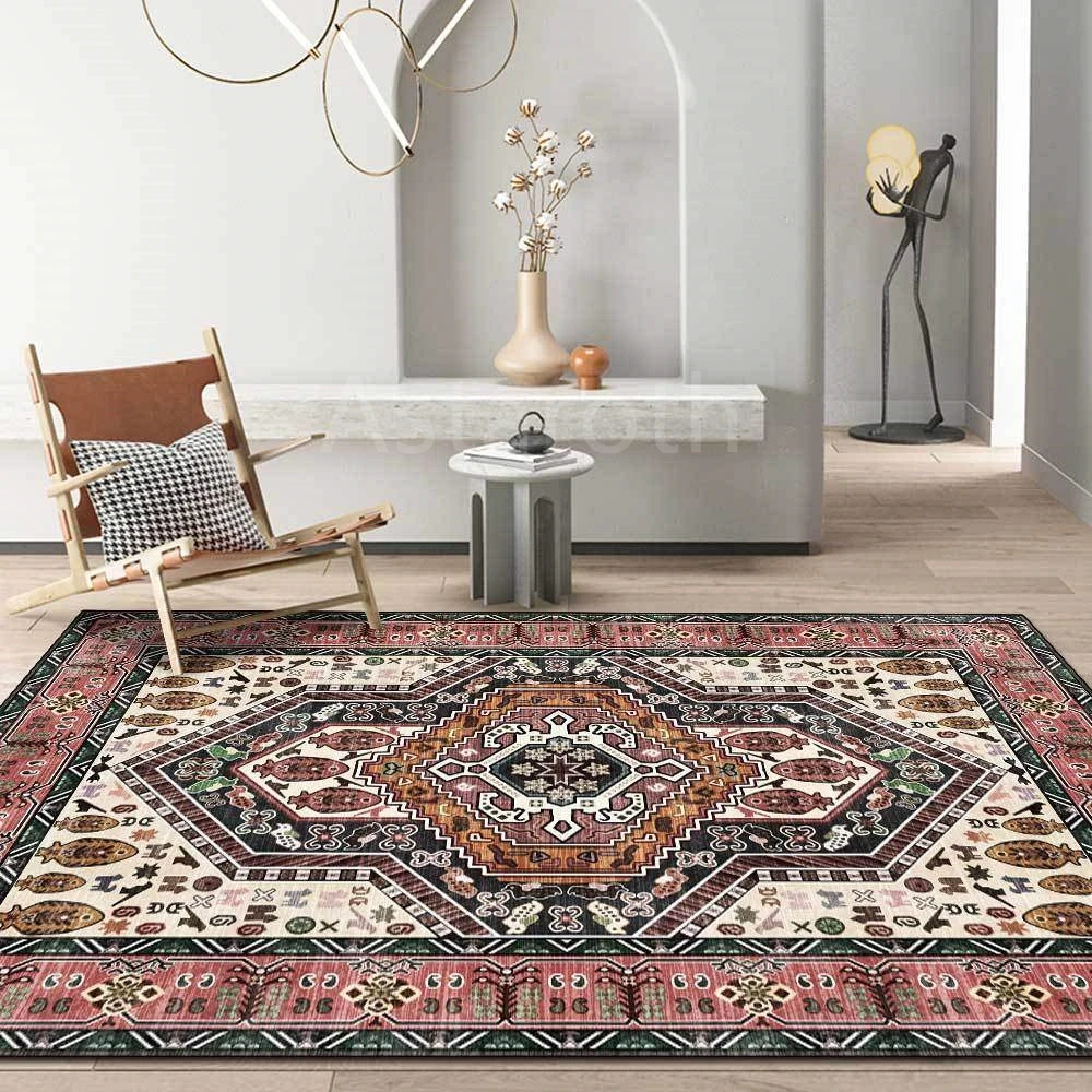

Persian Carpet For Living Room Anti-slip Pattern Print Indoor Area Home Floor Mat Velvet Kids Bedroom Room Bedside Decor Rugs