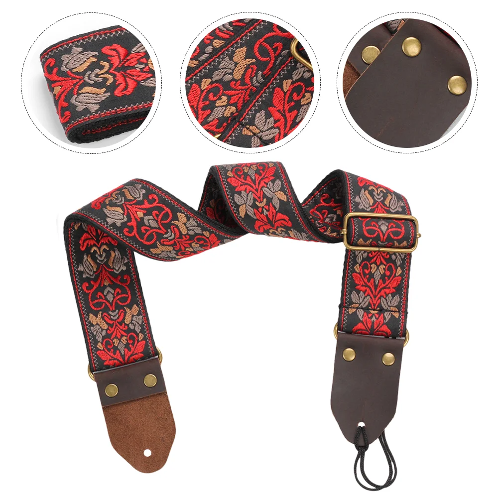 

Guitar Strap Shoulder Belt Embroidered Pattern Durable Holding Use Replace Accessory Creative