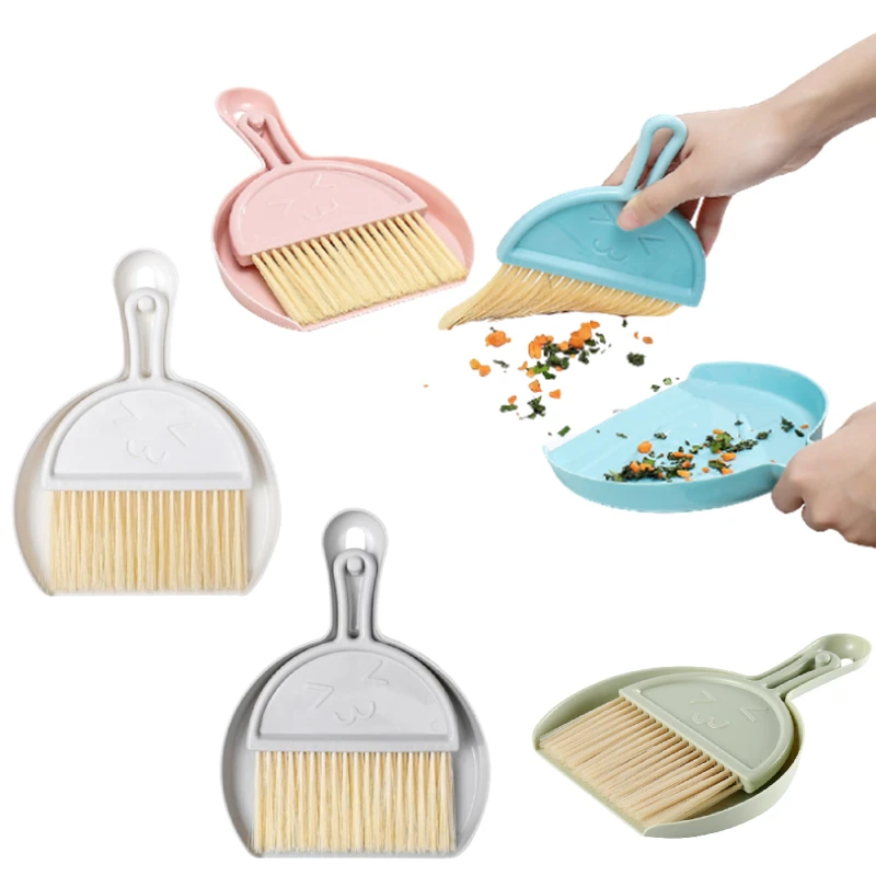 

Small Home School Office Floor Dust Brooms and Dustpan Set Desktop Keyboard Cleaning Brush Household Cleaning Tools Accessories