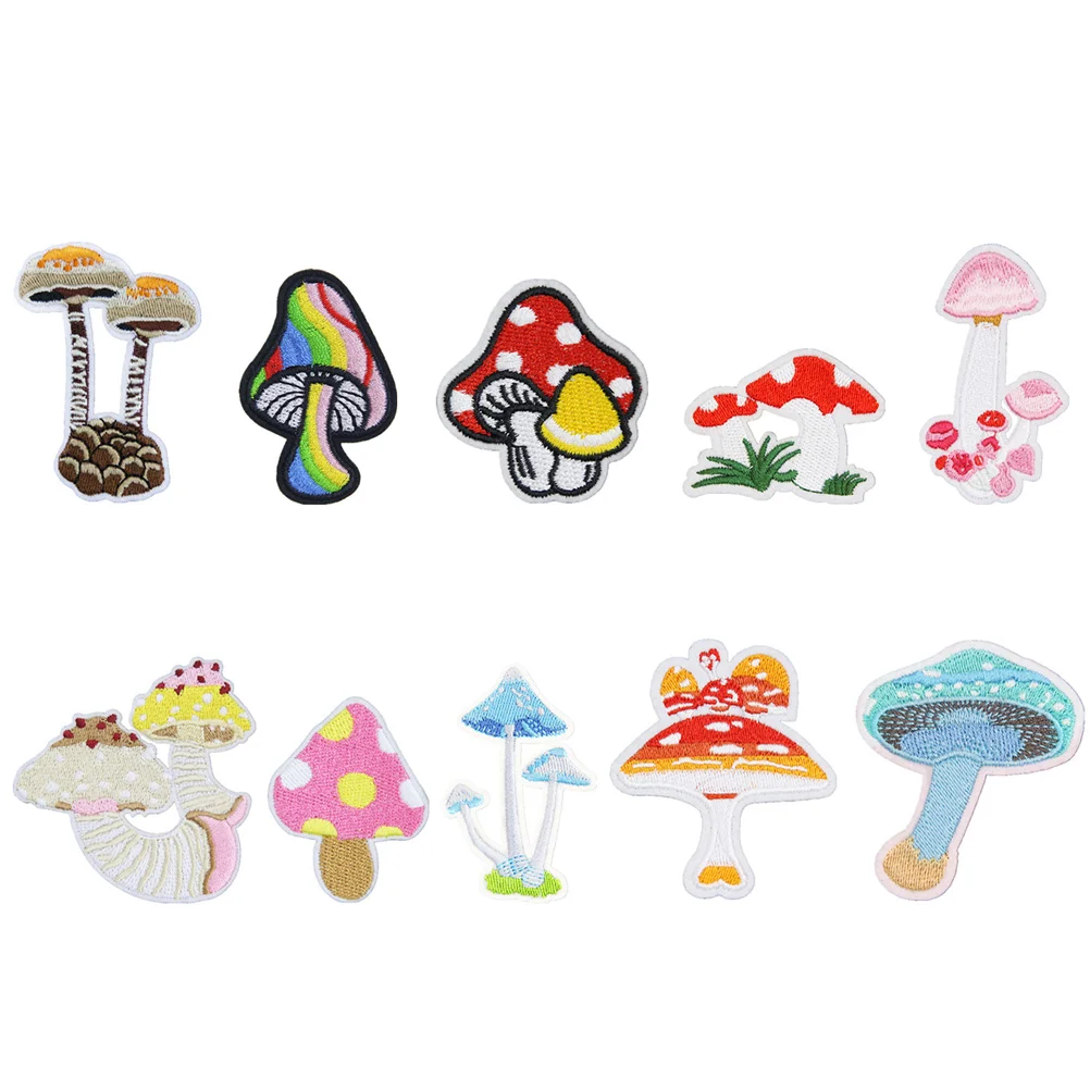 

Patches Mushroom Applique Diy Iron Embroidered Patch Badges Sew Clothes Appliques Floral Jeans Sewing Clothing Decorative Pants