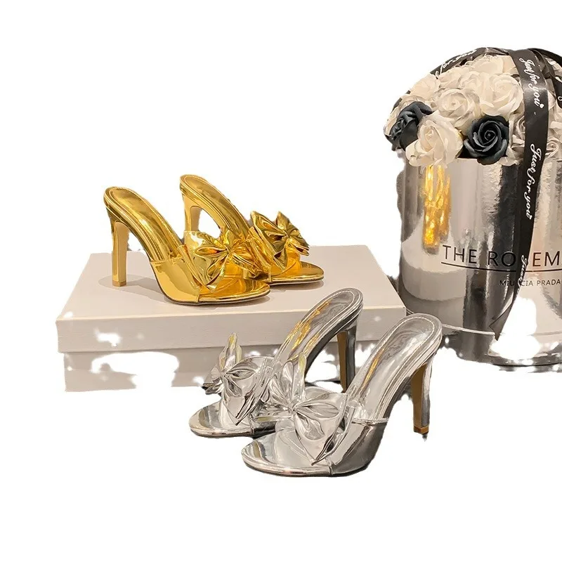 Женские тапочки с бантиком-бабочкой обувь во французском стиле на высоких