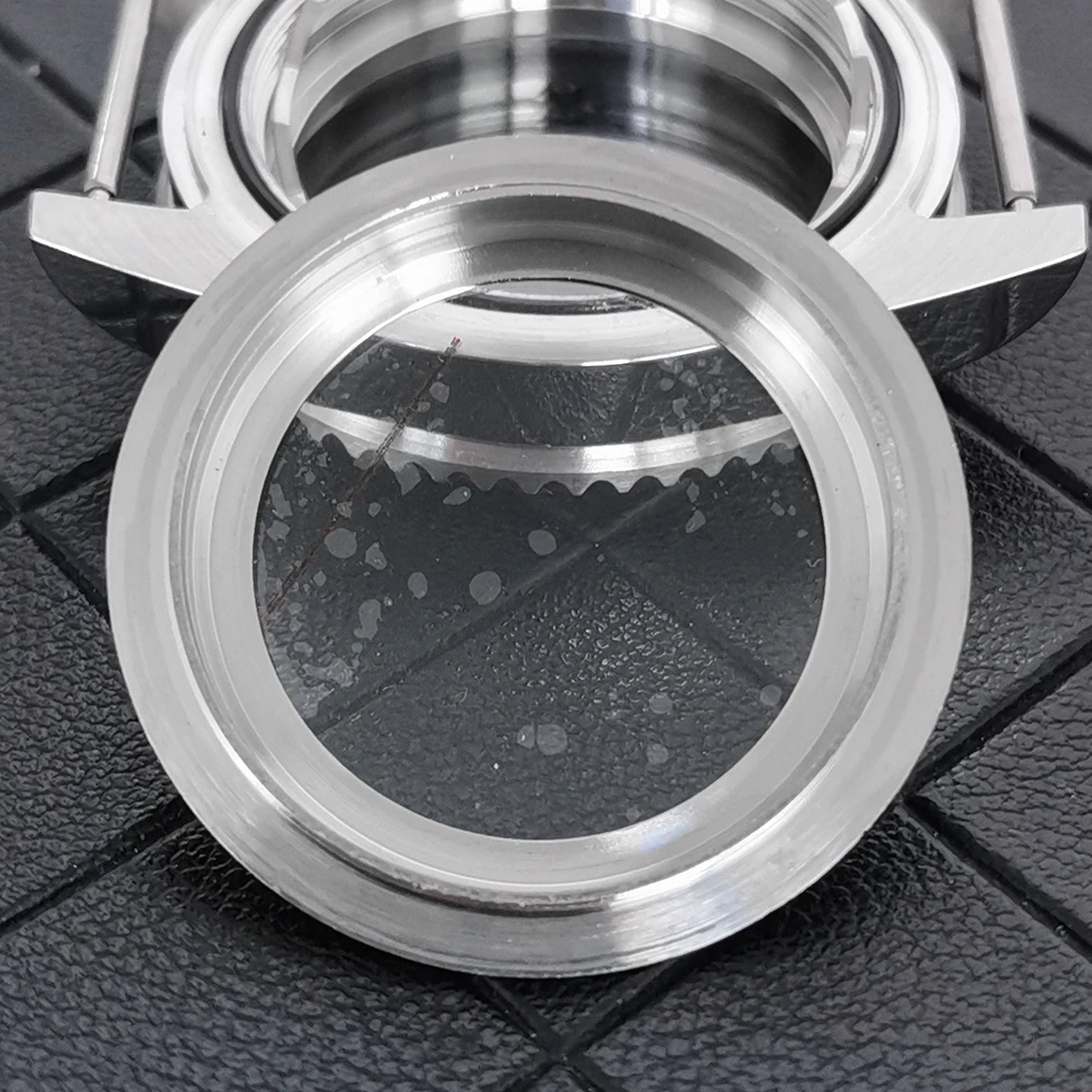 Retrofit 40mm Watch Case Accessories: Stainless Steel Transparent Case Bezel, Sapphire Flat Glass for NH34GMT Movement