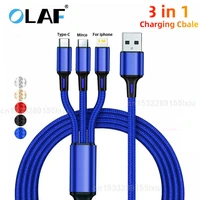 olaf 3 in 1 usb cable for iphone 13 12 pro max xs xr charging usb type c cable for samsung s10 huawei xiaomi mobile phone cables