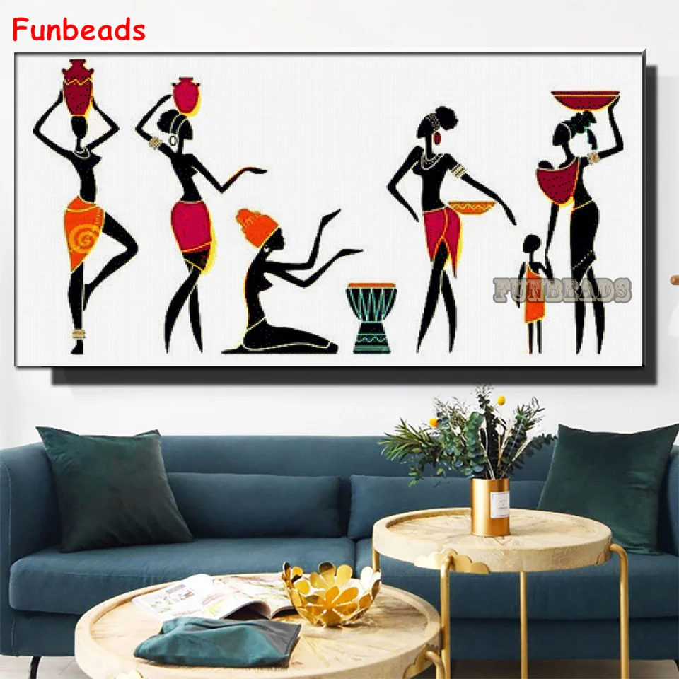 

Алмазная 5d Вышивка с кристаллами, черная, белая, Африканская женщина, узор, Алмазная мозаика 5D, алмазная живопись «сделай сам», девушки GG6840