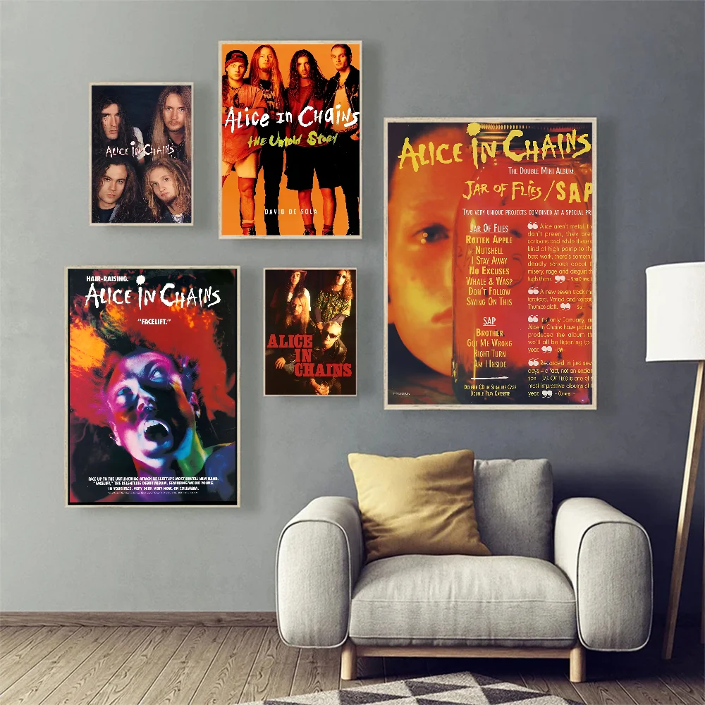 A-alice I-in C-chains Ретро Стиль Плакат Наклейки Hd Качественный Клей Изображение Для