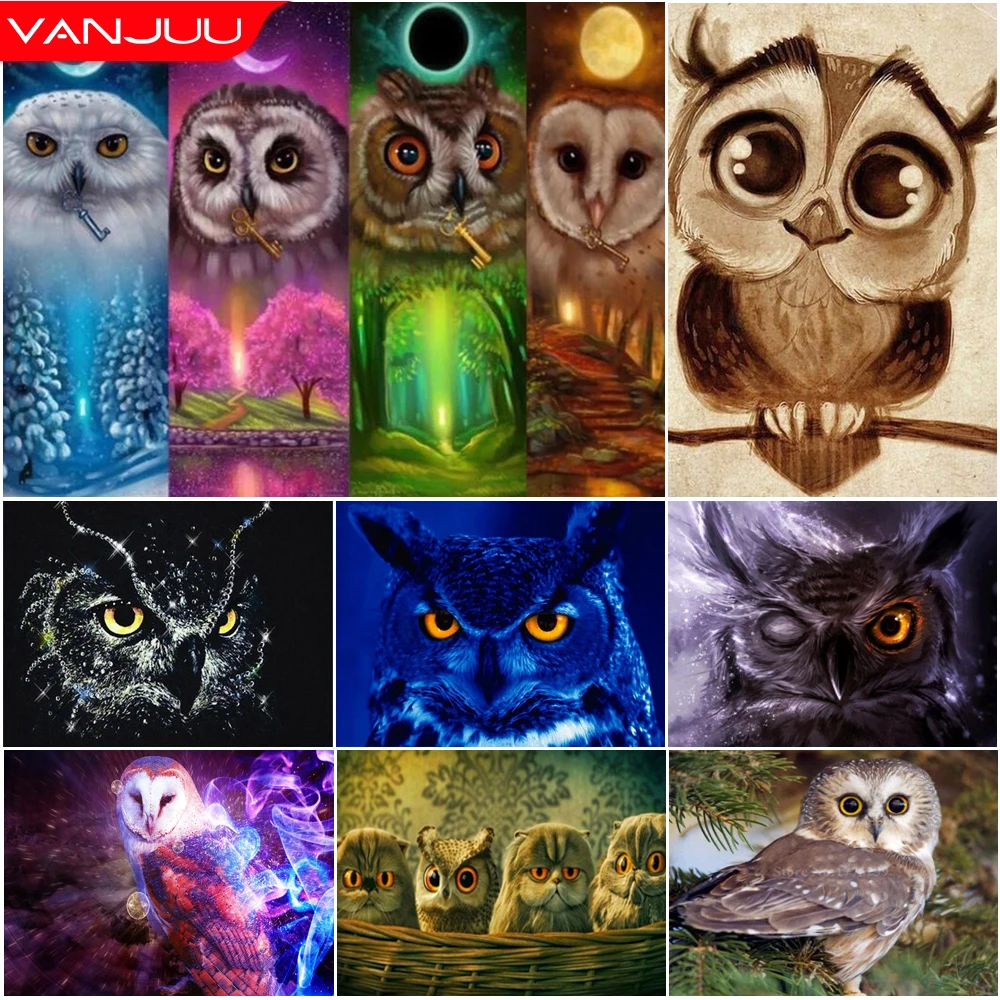 

Owl 5D Diamond Painting Animal Full DIY Diamond Mosaic Animal Craft Rhinestone Embroidery Cross Stitch Home Decor