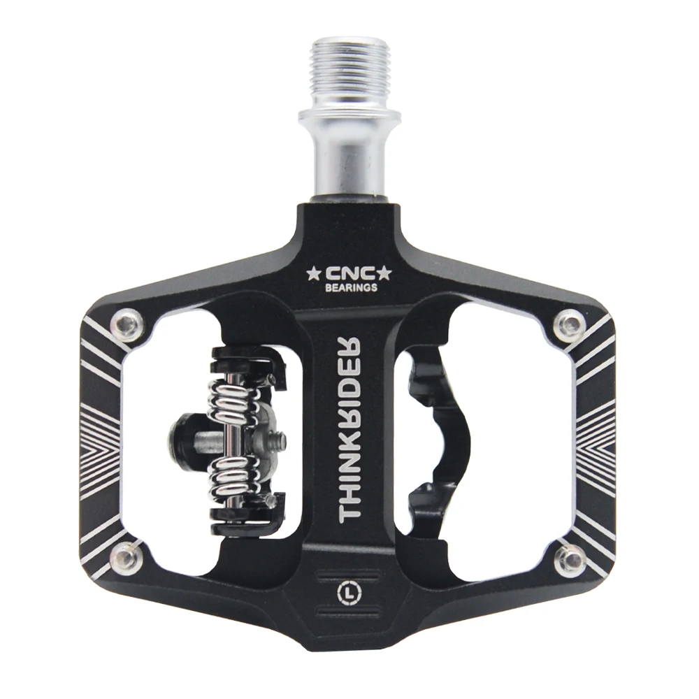 ThinkRider Bicycle Lock Pedal 2 In 1  With Free Cleat For SPD System MTB Road Aluminum Anti-slip Sealed Bearing Lock Accessories