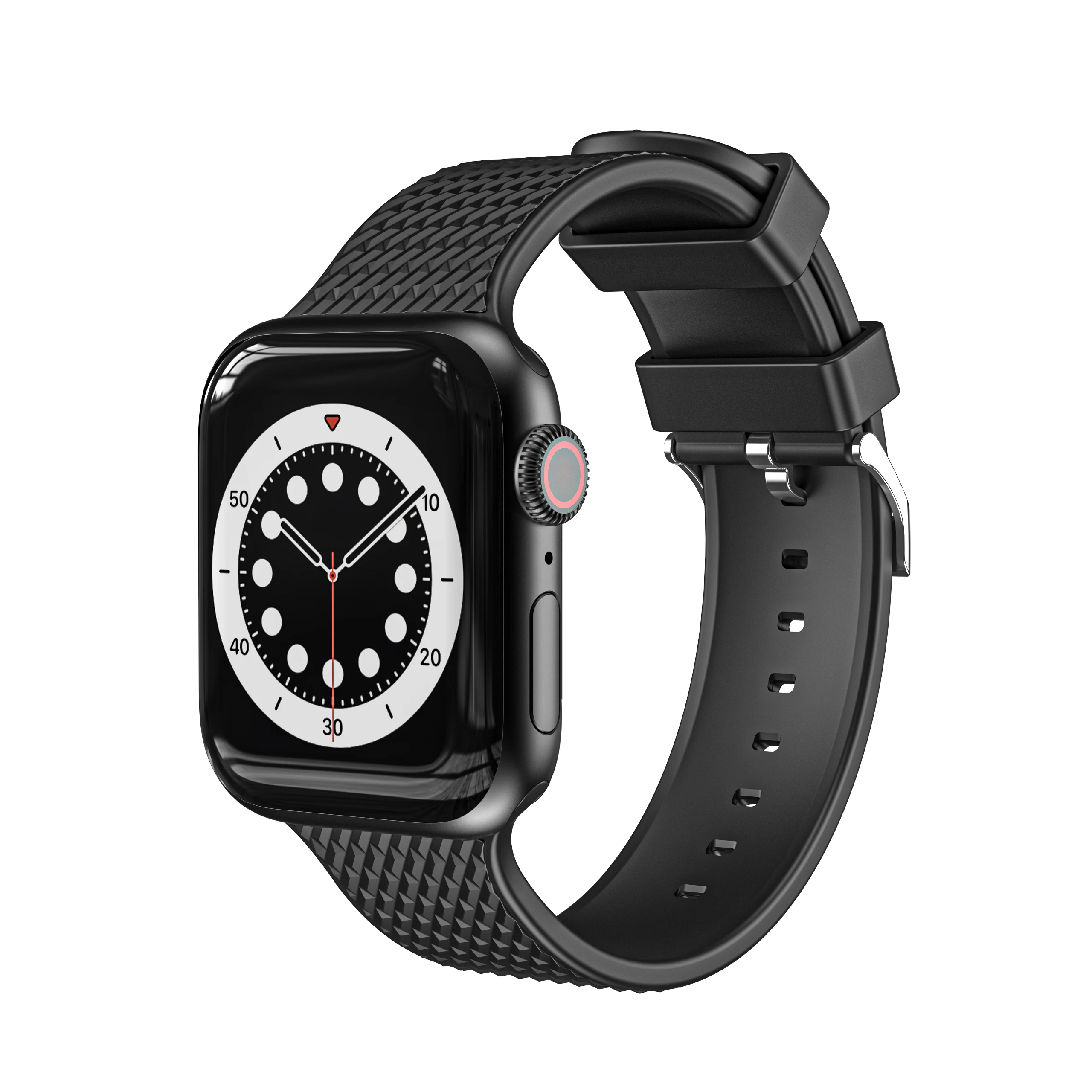 

Silicone Strap For Apple Watch Band 44mm 42mm 40mm 38mm Bands For iWatch Series 6 5 4 3 2 1 SE Tower Pattern Strap