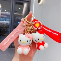 sanrio figure anime kitty keychain kawaii bag pendant cartoon car decoration model cute ornament toys for girls doll kids gifts