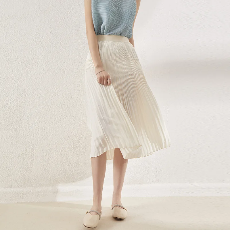 Miyake pleated skirt women's summer new wave front and back pleated skirt mid-length casual pleated skirt
